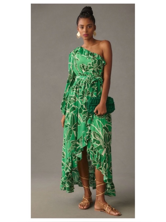 FARM Rio Dresses & Skirts - NWOT Anthropologie Farm Rio Printed One Shoulder Ruffle Dress in Living Nature M